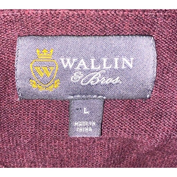 Wallin & Bros. Cotton Cashmere Blend Maroon Long Sleeve Pullover Sweater, Large - Picture 3 of 7